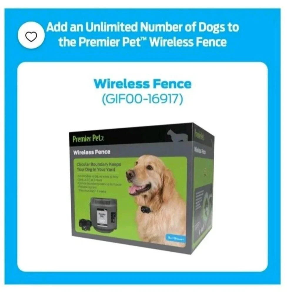 Premier Pet GIF00-16918 Wireless Add-A-Dog Collar 8Lbs+ for Wireless Fence